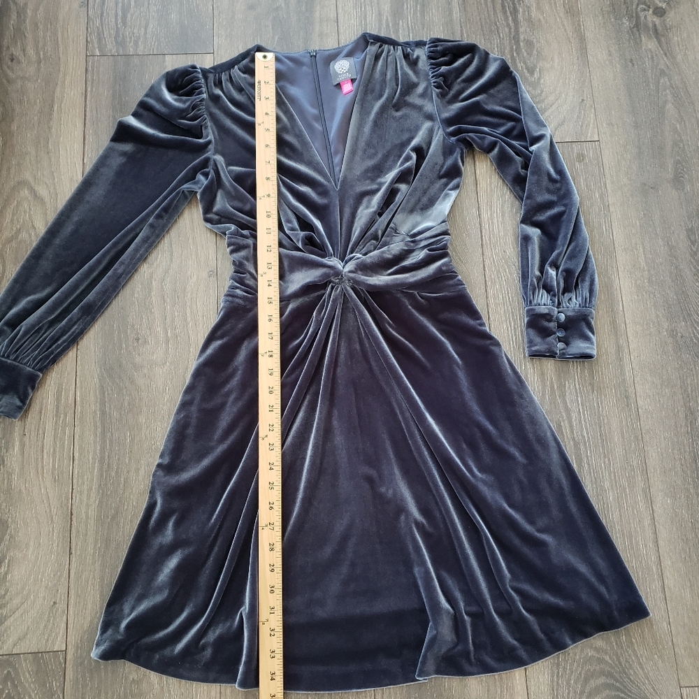 Vince Camuto Velvet Twist Front Dress Charcoal Gray Women's Size 4 - Picture 4 of 7